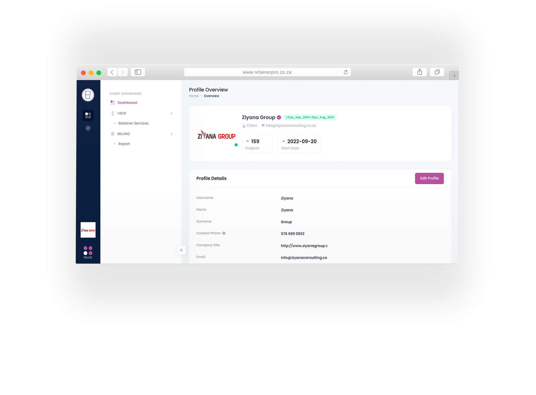 Client Dash - Profile